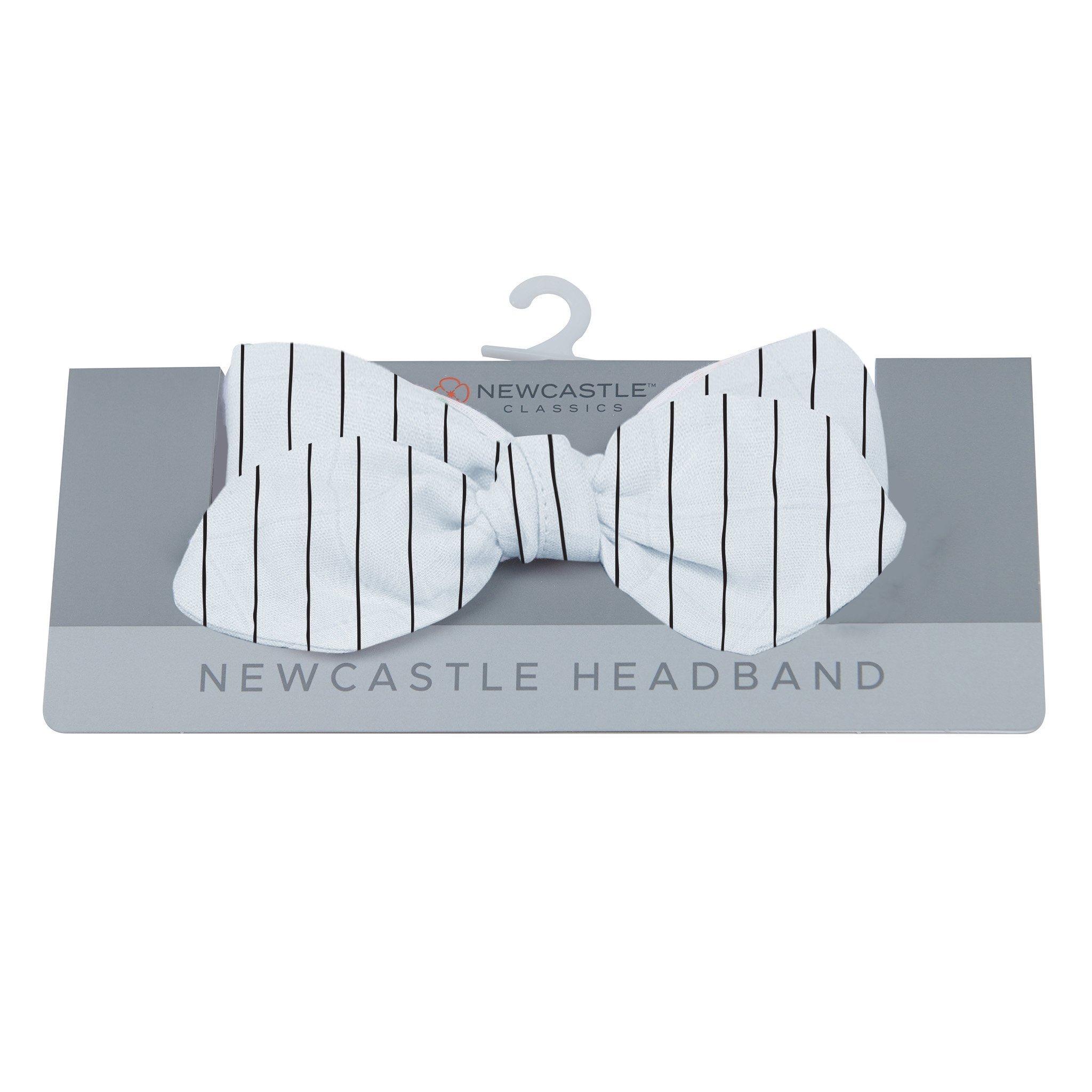 A stylish pencil stripe bamboo headband, showcasing its soft texture and elegant design.