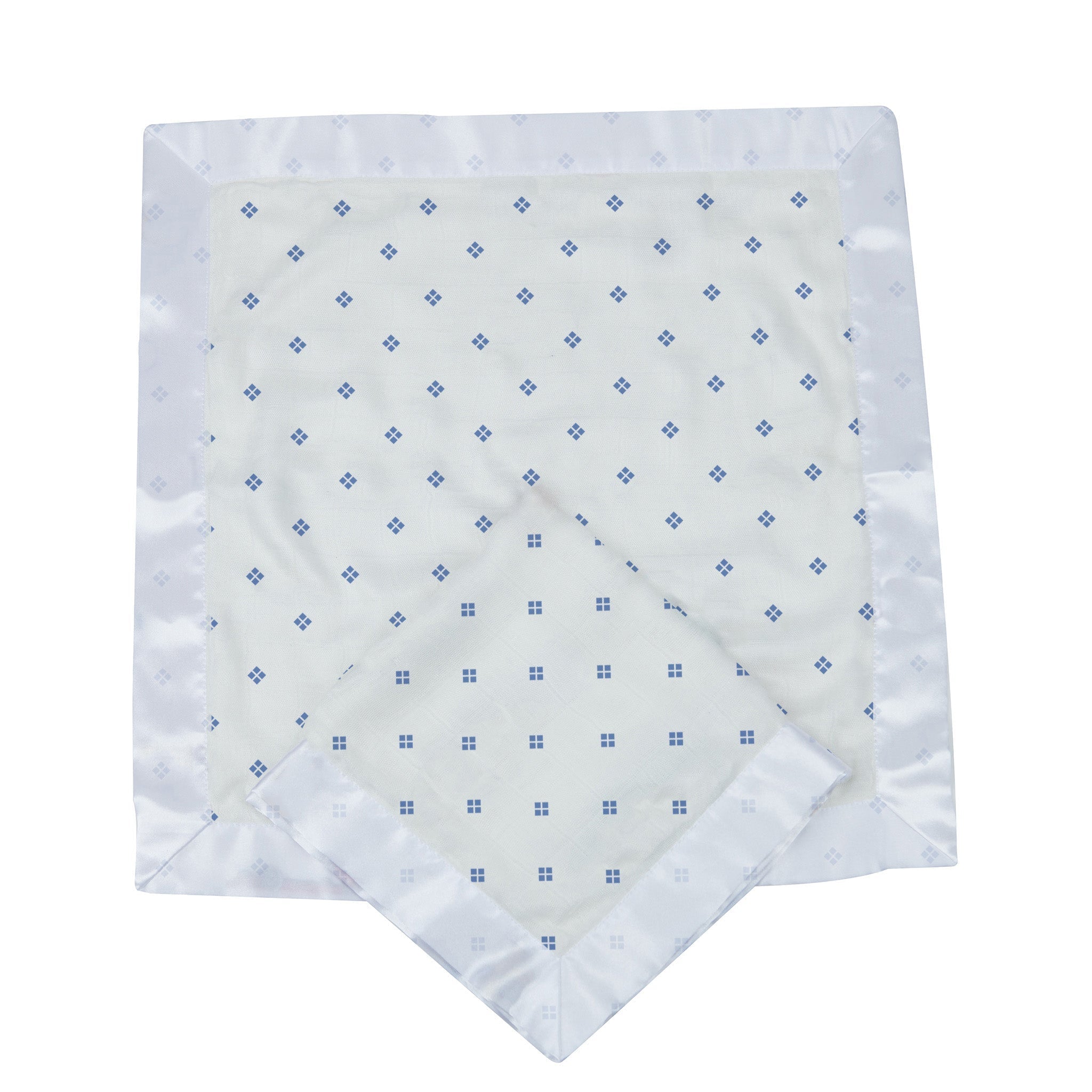 Periwinkle Diamond Polka Dot Bamboo Newcastle Blankie, soft and cuddly, perfect for infants and toddlers.