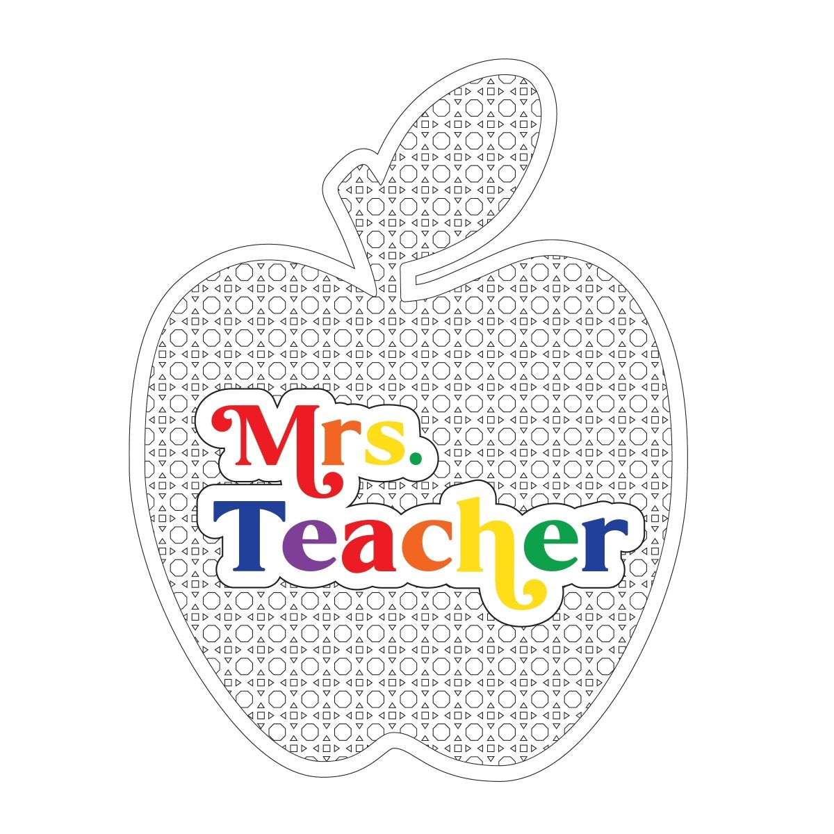 A personalized rattan apple sign for teachers, featuring raised lettering and colorful design, ready to hang with jute rope.