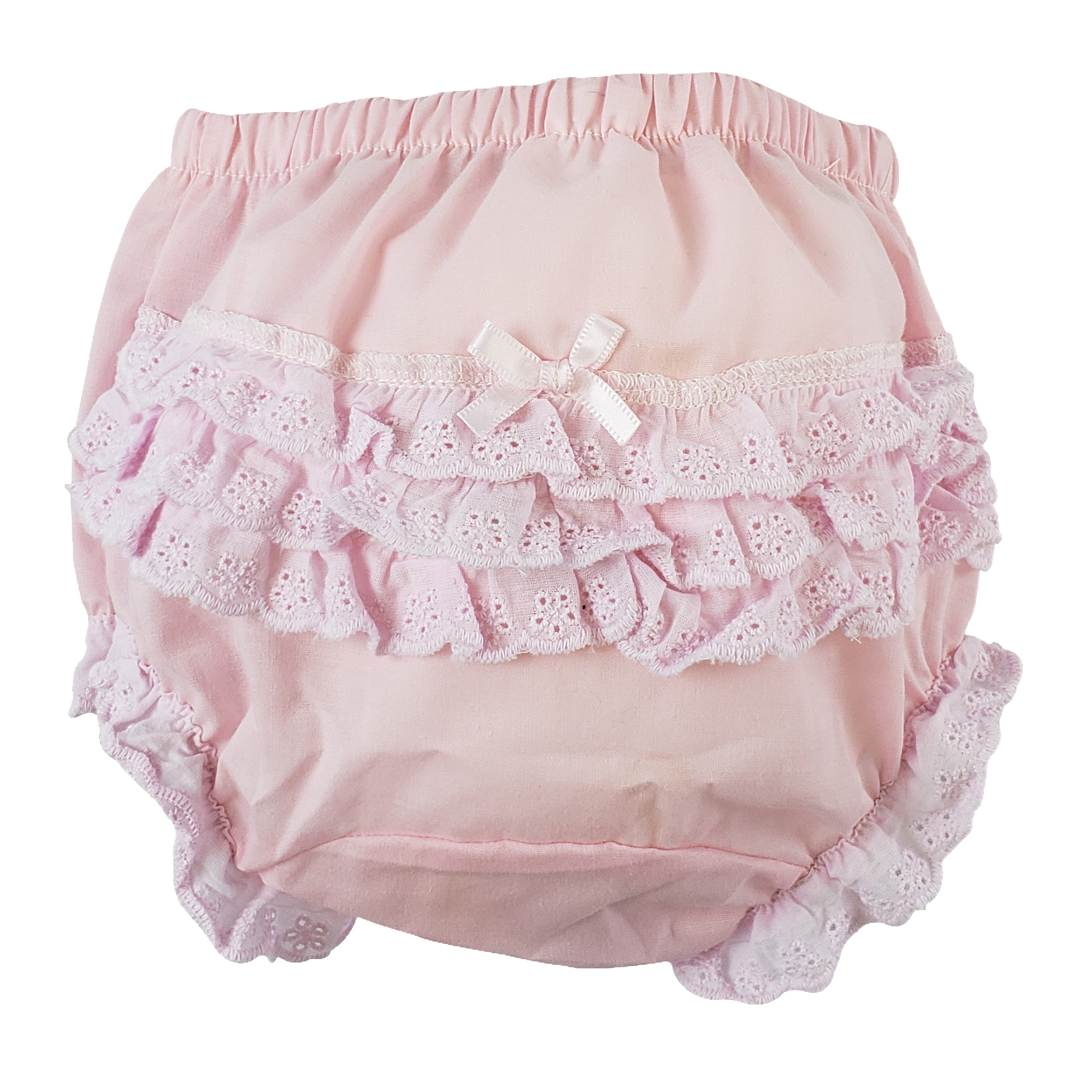 Pink girl's cotton/polyester underwear with a cute design, suitable for infants up to 12 months.