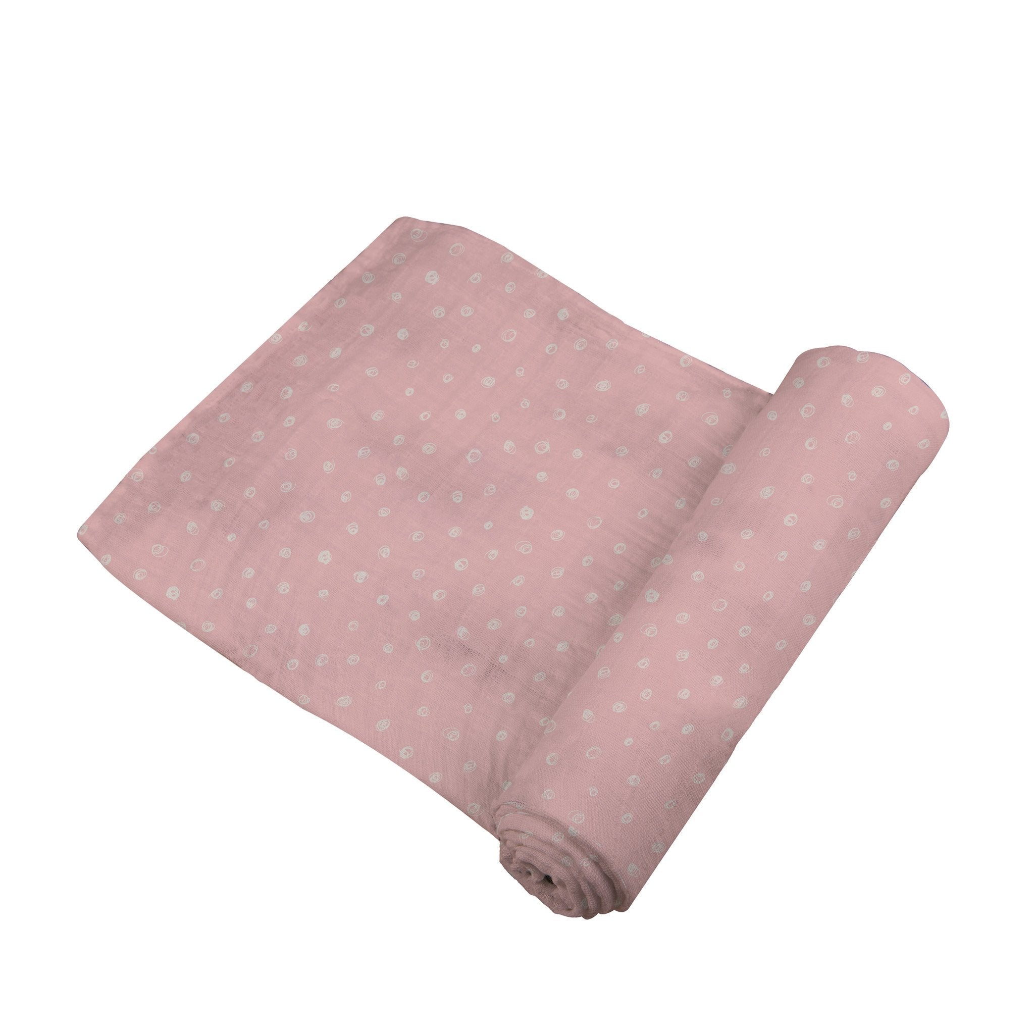 Pink Pearl Polka Dot Bamboo Swaddle, soft and breathable, perfect for swaddling and multi-functional use.