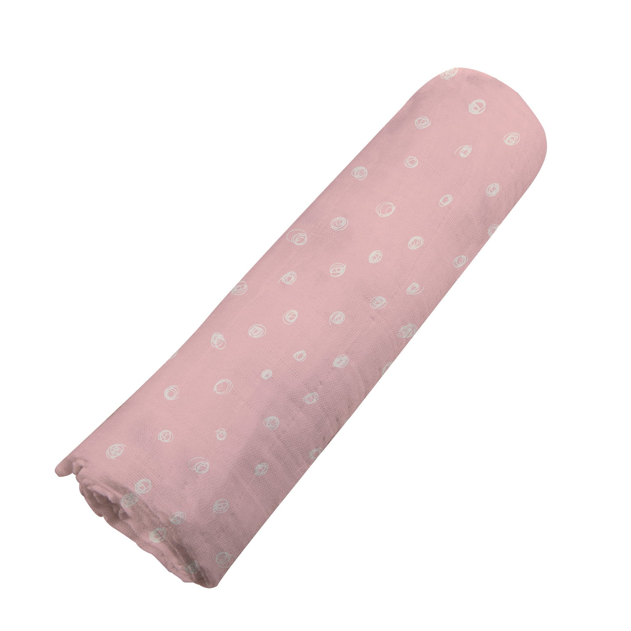 Pink Pearl Polka Dot Bamboo Swaddle, soft and breathable, perfect for swaddling and multi-functional use.