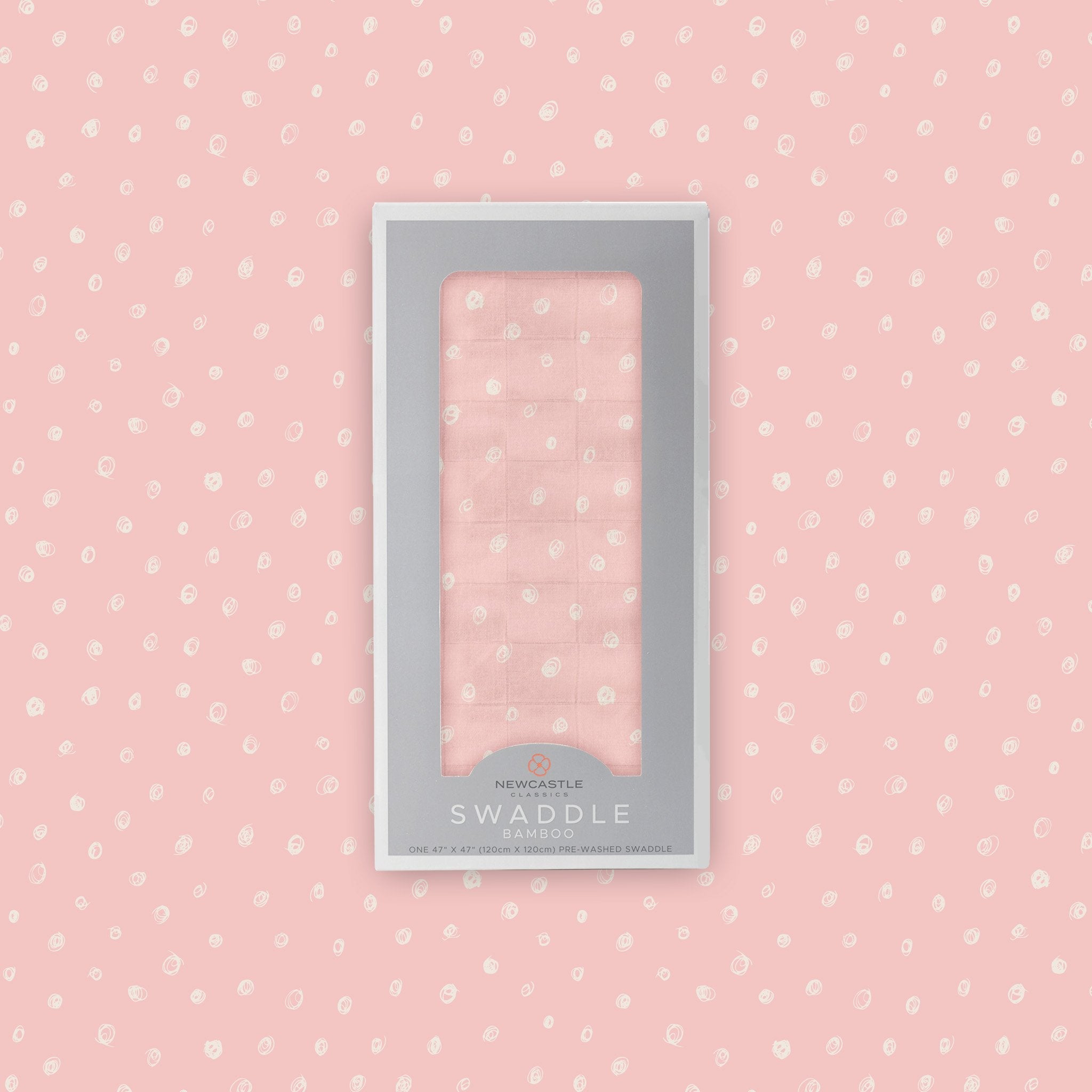 Pink Pearl Polka Dot Bamboo Swaddle, soft and breathable, perfect for swaddling and multi-functional use.