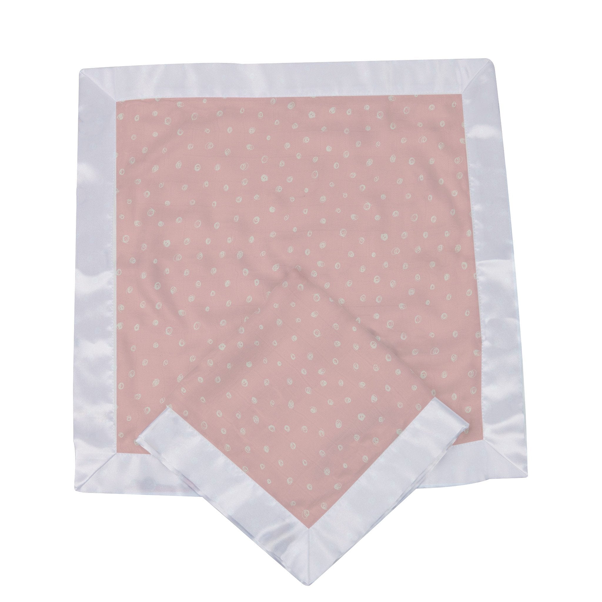 Pink Pearl Polka Dot Newcastle Blankie made from soft bamboo muslin, featuring a charming polka dot design, perfect for babies and toddlers.