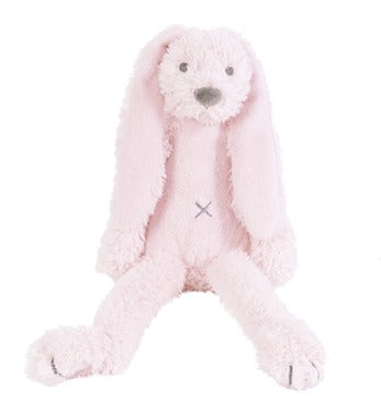 Soft and cuddly Pink Rabbit Richie by Happy Horse, perfect for hugs and comfort, measuring 15 inches tall.