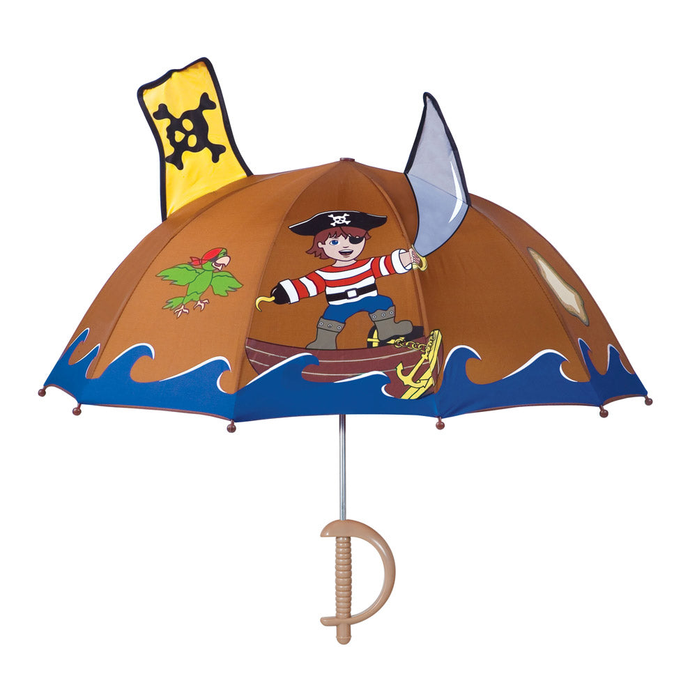 Kidorable Pirate Umbrella featuring a fun pirate sword handle and vibrant design, perfect for children.