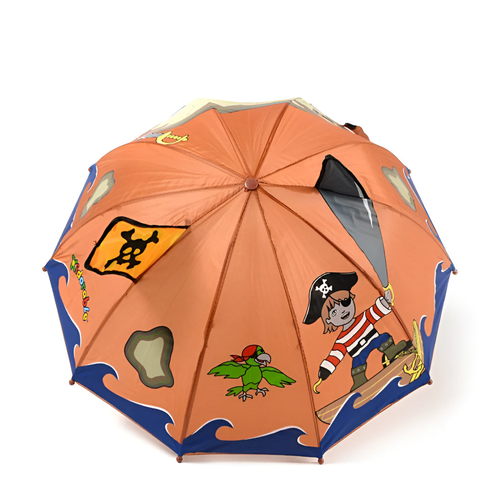 Kidorable Pirate Umbrella featuring a fun pirate sword handle and vibrant design, perfect for children.