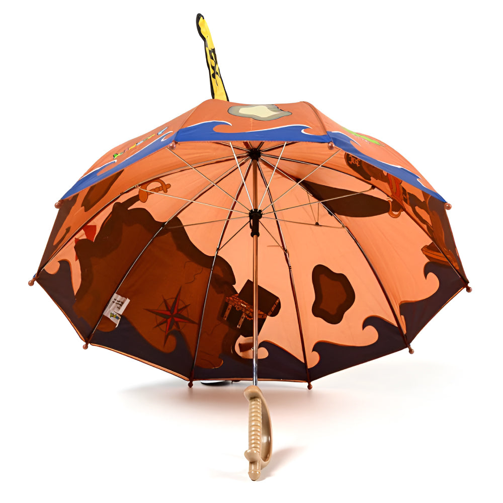 Kidorable Pirate Umbrella featuring a fun pirate sword handle and vibrant design, perfect for children.