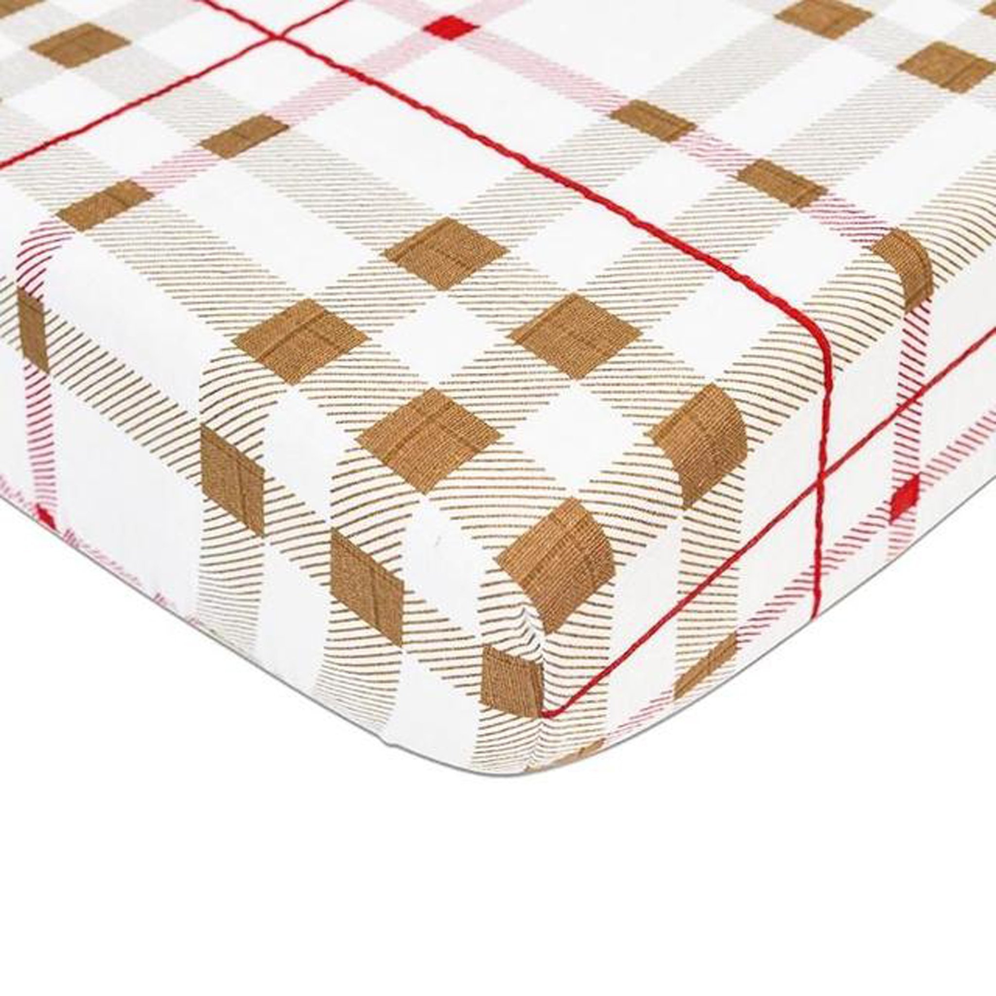 Plaid Cotton Muslin Crib Sheet in a cozy nursery setting, showcasing its soft texture and stylish design.