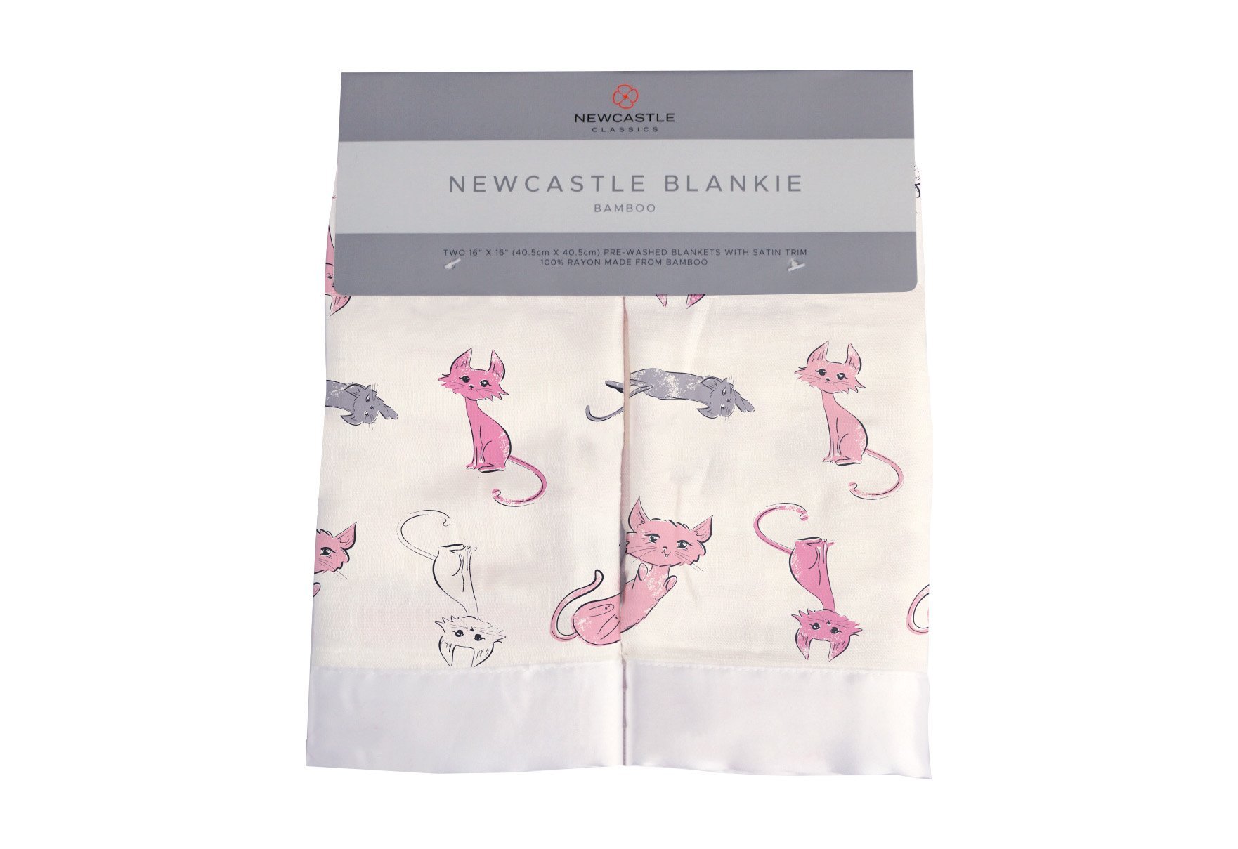 Playful Kitty Bamboo Muslin Security Baby Blankie featuring a cute kitty design, soft texture, and perfect size for babies.