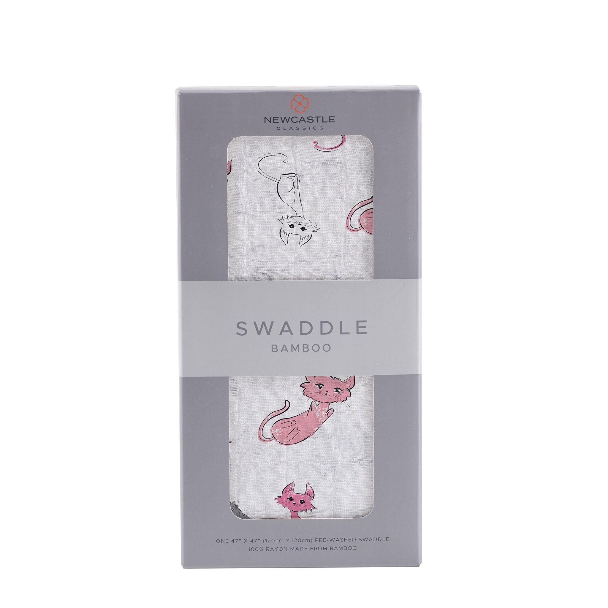 Playful Kitty Bamboo Muslin Swaddle featuring soft, breathable fabric with playful designs, perfect for swaddling and versatile use.