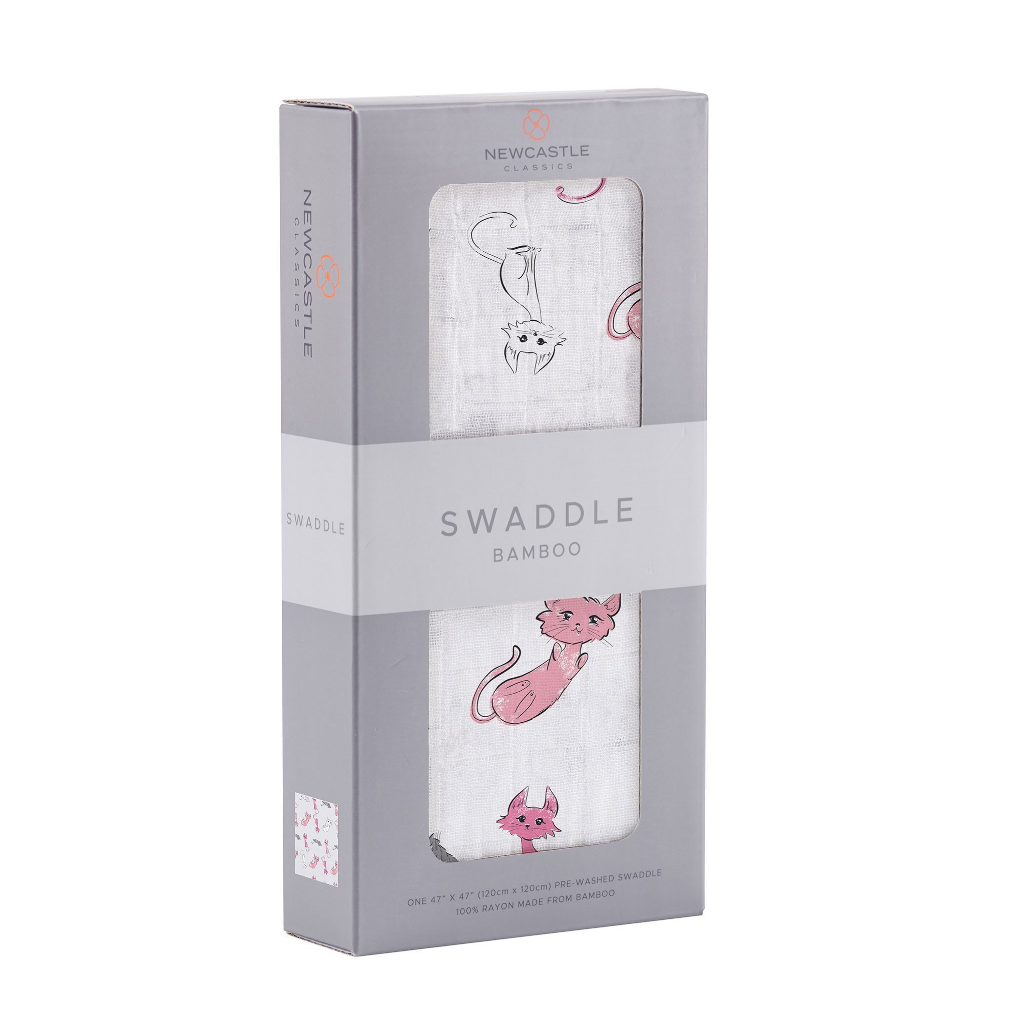 Playful Kitty Bamboo Muslin Swaddle featuring soft, breathable fabric with playful designs, perfect for swaddling and versatile use.