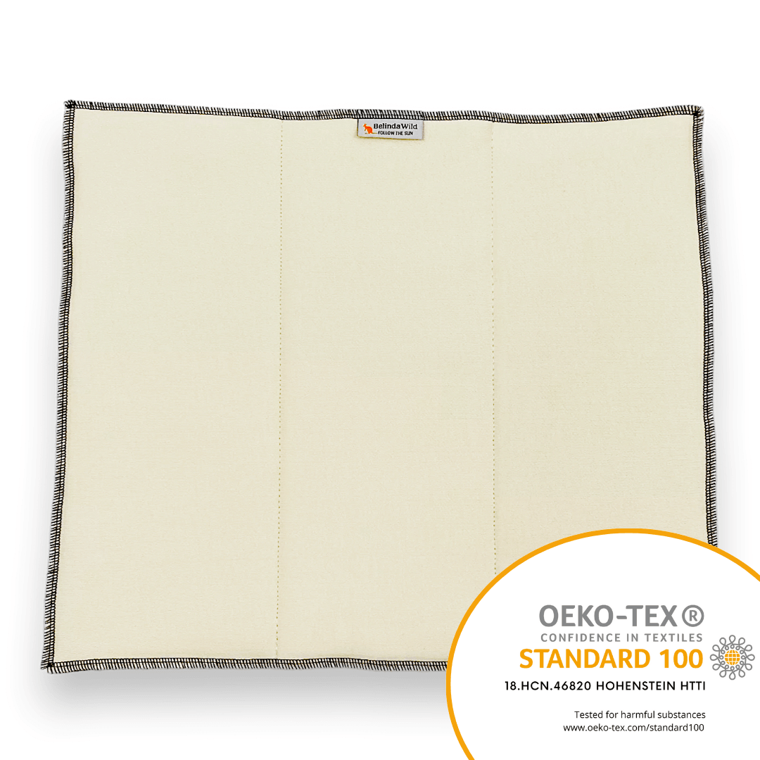 Prefold in Canapa Cotone featuring double layers of hemp cotton and bamboo for enhanced absorbency, suitable for various diapering systems.