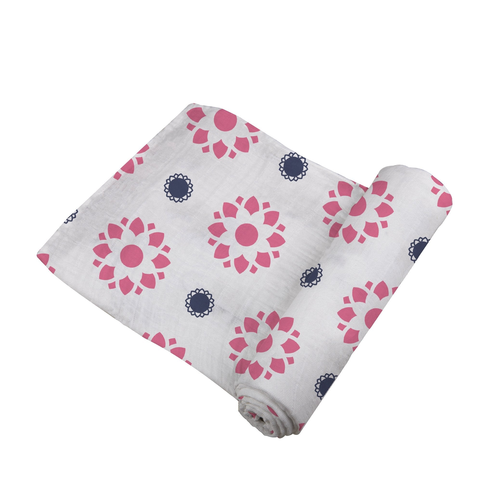 Primrose Indigo Cotton Muslin Swaddle showcasing soft, breathable fabric in a stylish indigo color.