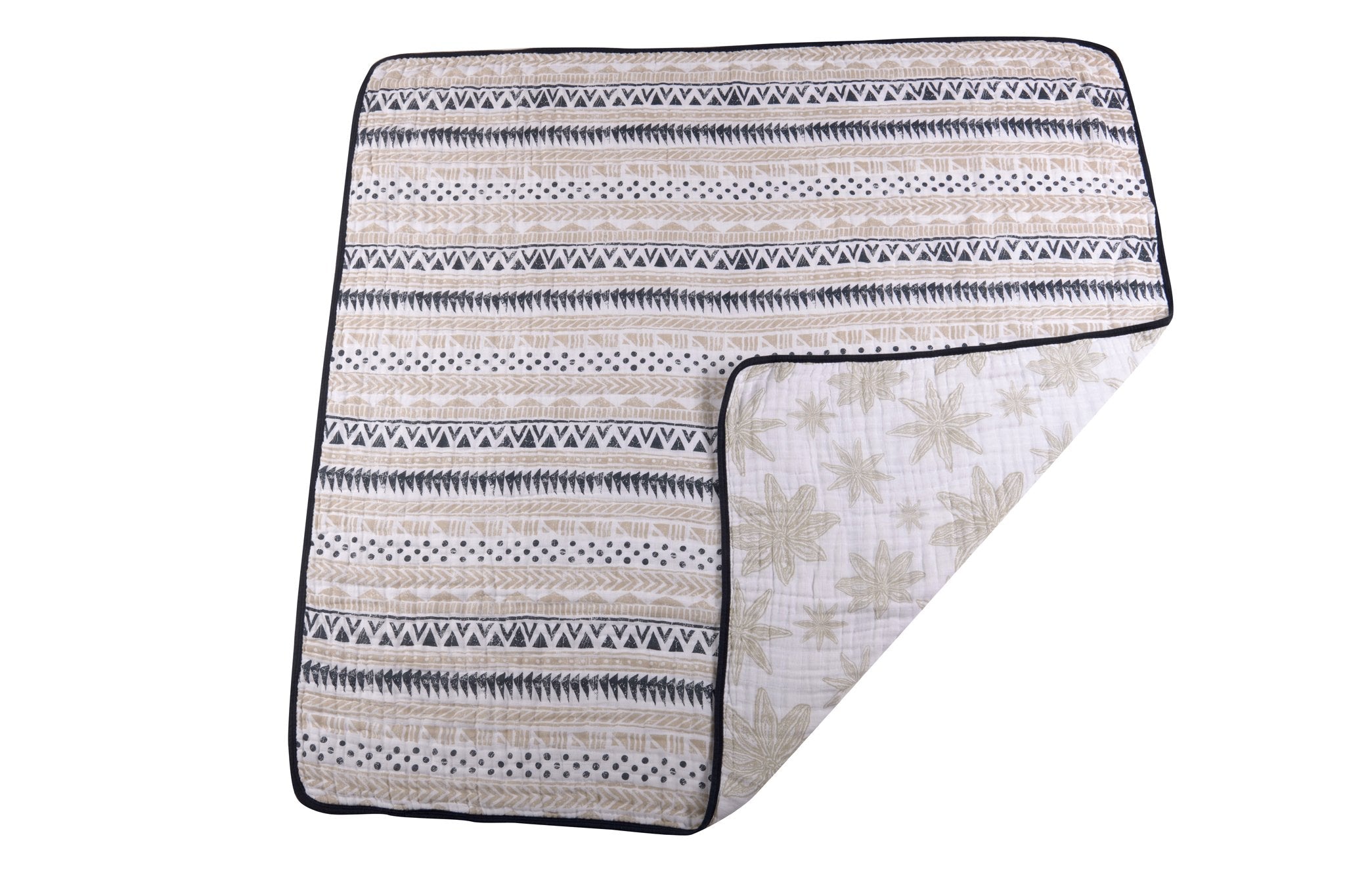 Pyramid and Boho Fields Cotton Muslin Newcastle Blanket featuring vibrant patterns and soft texture, perfect for kids.