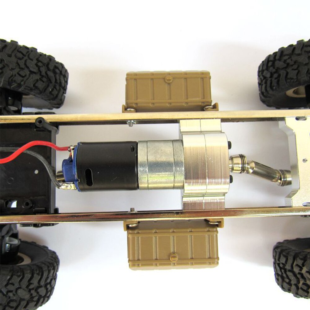 RC car chassis with motor.