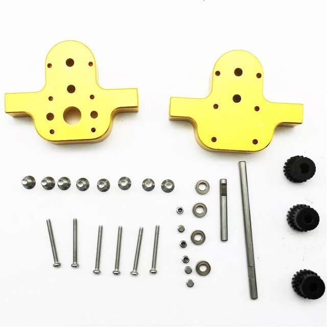 Yellow metal parts with screws.