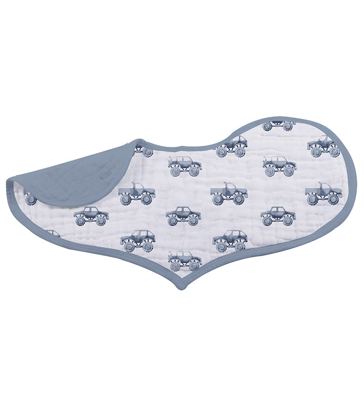 Rough Terrain Cotton Heart Bibs in soft natural cotton with heart design, featuring multiple snaps for adjustable fit.