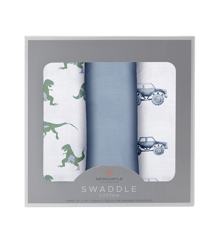 Rough Terrain Cotton Swaddle 3 Pack featuring soft, breathable muslin fabric in earthy tones, perfect for versatile baby care.