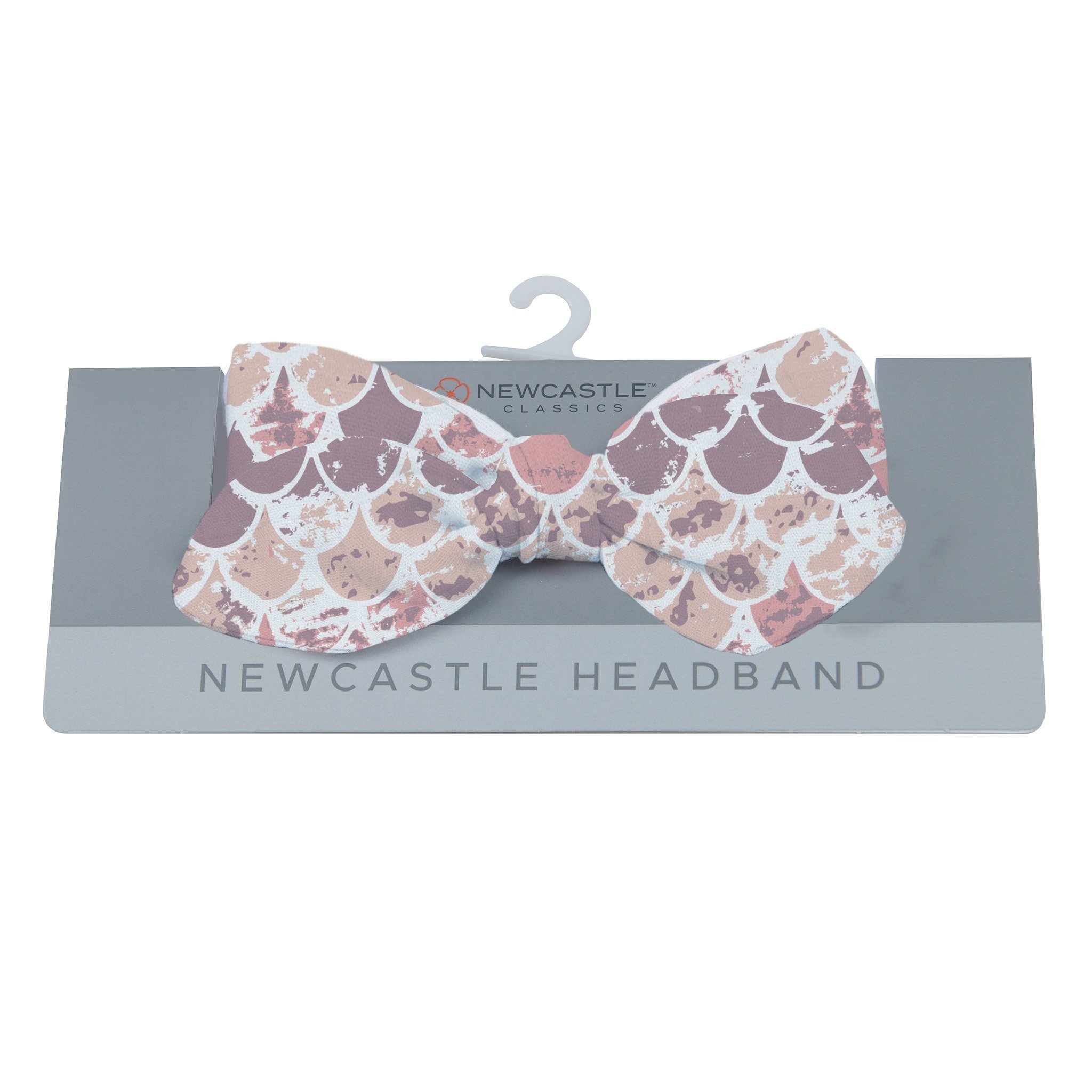 A soft and stylish Scales Bamboo Baby Headband featuring a unique Under The Sea design, made from 100% bamboo fabric.