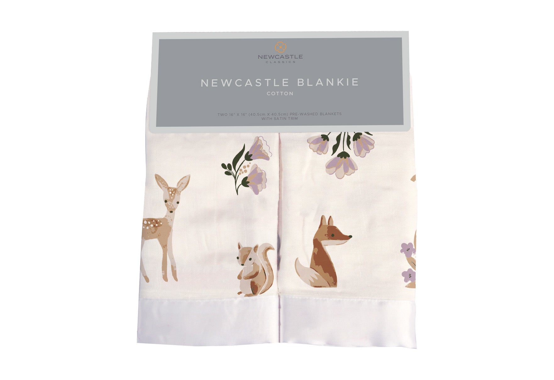 Sierra Fox and Deer Cotton Muslin Security Baby Blankie featuring soft muslin fabric with adorable fox and deer illustrations.