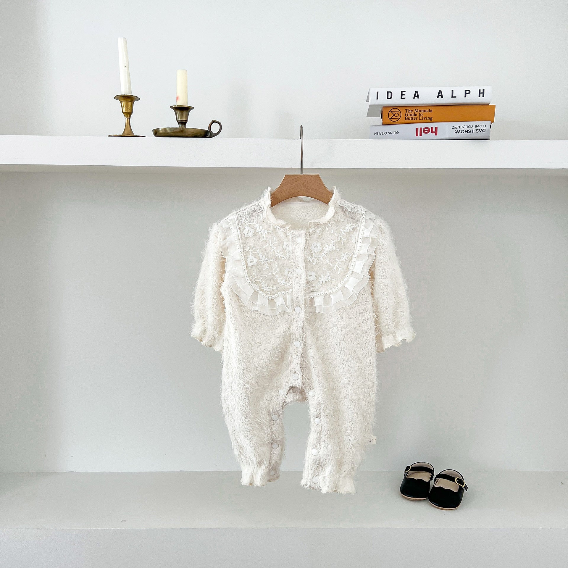 Soft Cotton Comfy Princess Quality Romper in white, designed for baby girls, showcasing its soft fabric and stylish simplicity.