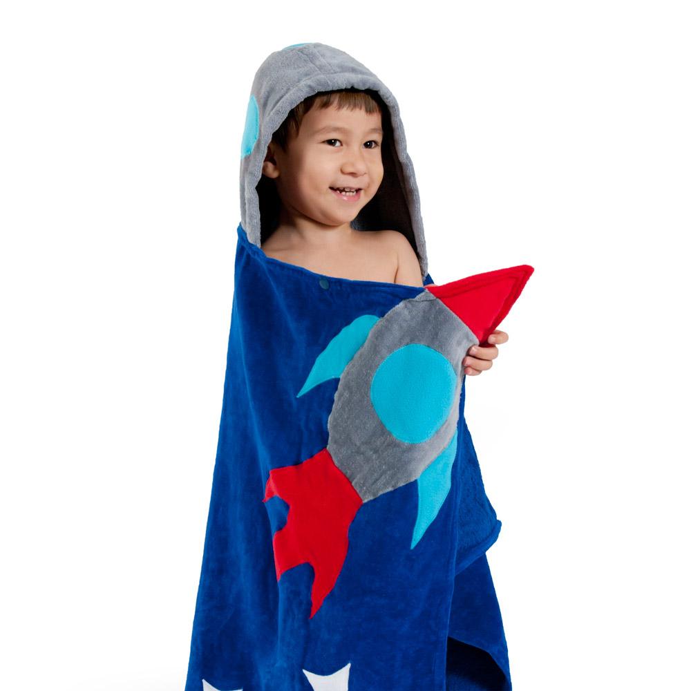 Kidorable Space Hero Towel featuring a fun hood design, made of soft cotton, perfect for kids after bath or swim.