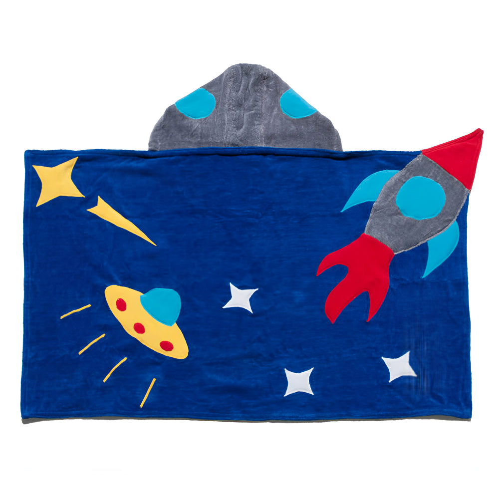 Kidorable Space Hero Towel featuring a fun hood design, made of soft cotton, perfect for kids after bath or swim.