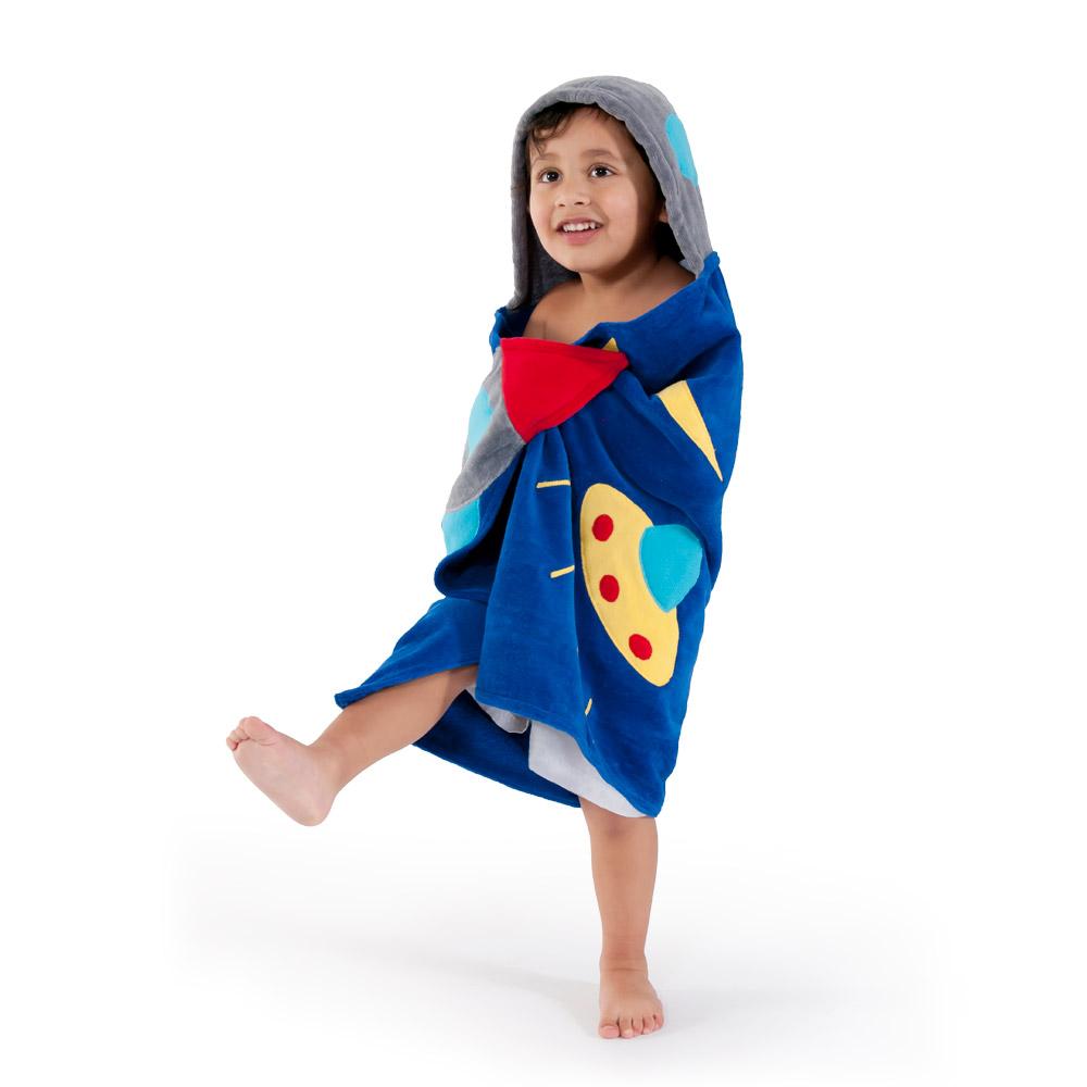 Kidorable Space Hero Towel featuring a fun hood design, made of soft cotton, perfect for kids after bath or swim.