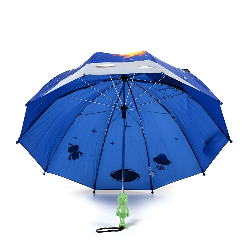 Kidorable Space Hero Umbrella featuring a fun alien handle and vibrant design, perfect for kids.