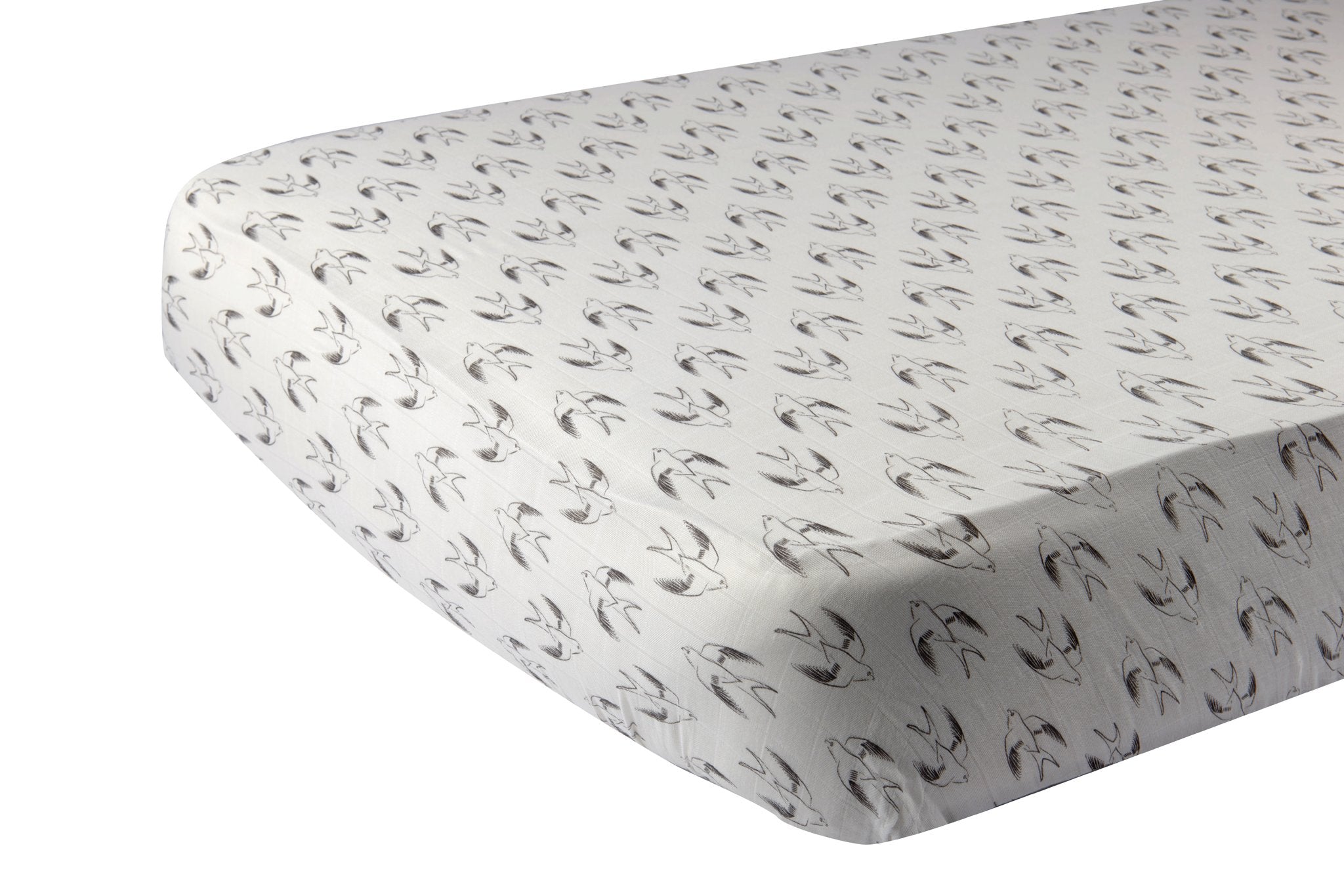 Sparrows Cotton Muslin Crib Sheet in a soft, breathable fabric, designed for comfort and a perfect fit on standard crib mattresses.