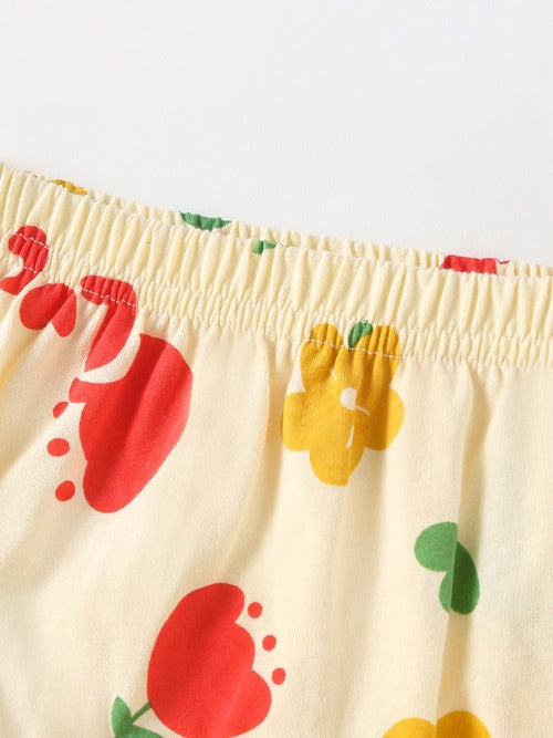 A bright yellow sleeveless dress with a floral pattern designed for baby girls, perfect for summer outings.