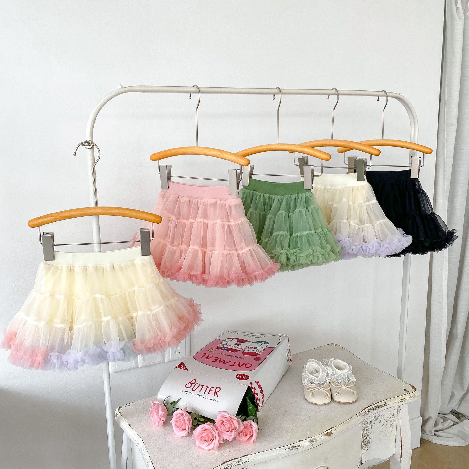 A stylish Summer New Arrival Baby Girl Thin Mesh Tutu Skirt in vibrant colors, showcasing its lightweight and breathable design.