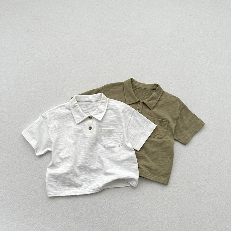 A pair of Summer New Arrival Kids Unisex Soft Comfortable Short Sleeves in white and green colors, showcasing their soft cotton material and short sleeve design.