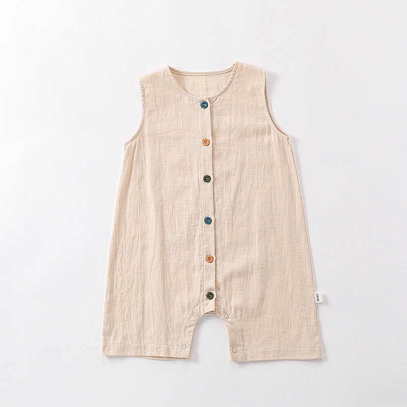 Summer New Design Solid Color Crew Neck shirt in Green and Beige for babies, made from soft cotton material.