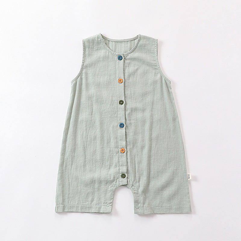 Summer New Design Solid Color Crew Neck shirt in Green and Beige for babies, made from soft cotton material.