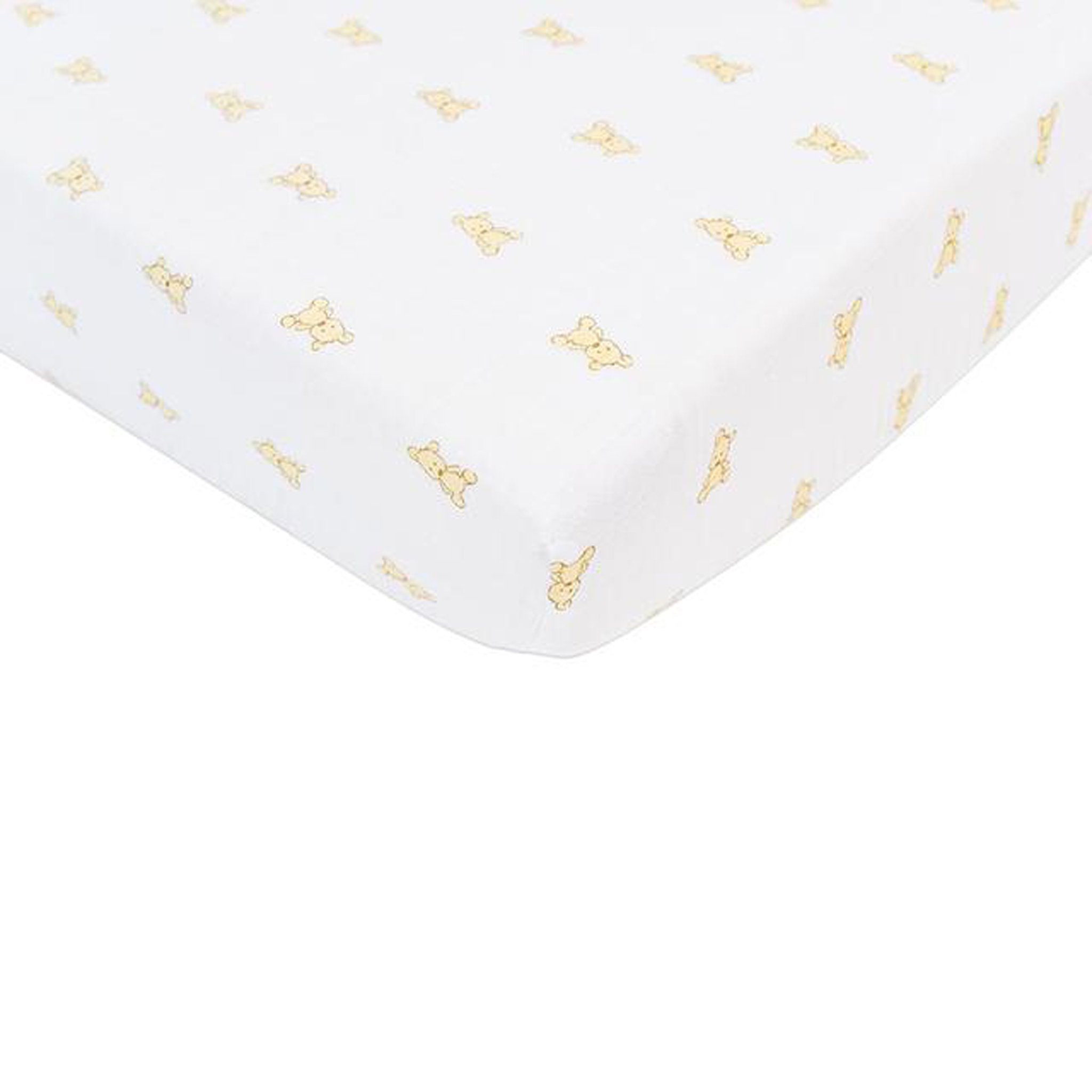 Teddy Bear Cotton Muslin Crib Sheet featuring a cute teddy bear design, made from soft and breathable natural cotton muslin.