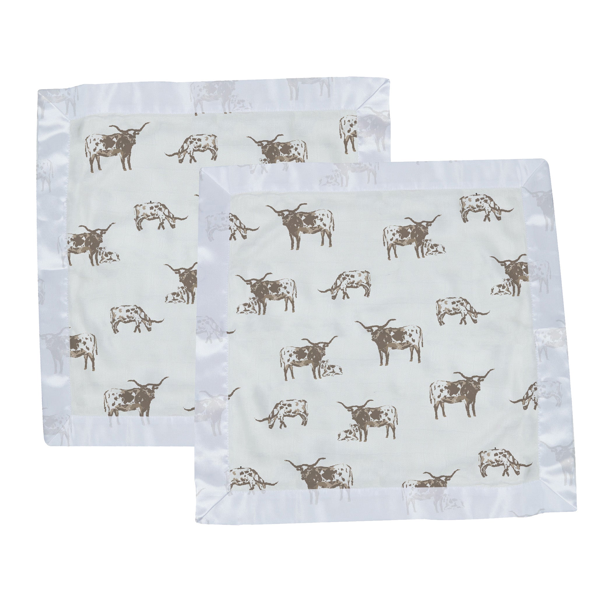 Texas Longhorn Newcastle Blankie made from soft bamboo muslin, featuring a cozy design perfect for children.