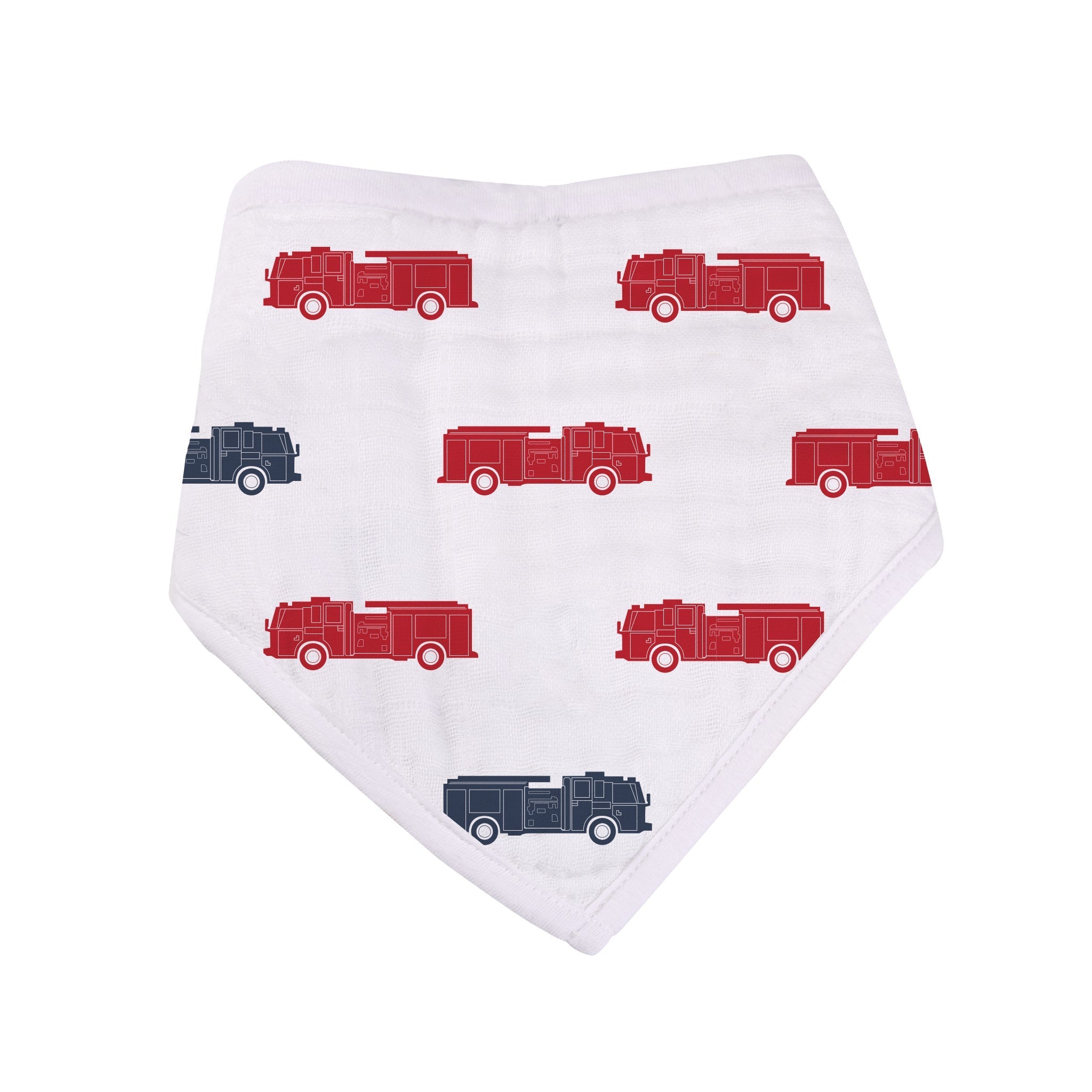 Things That Go Bandana Bibs made of soft cotton muslin, featuring a trendy design with two snap closures.