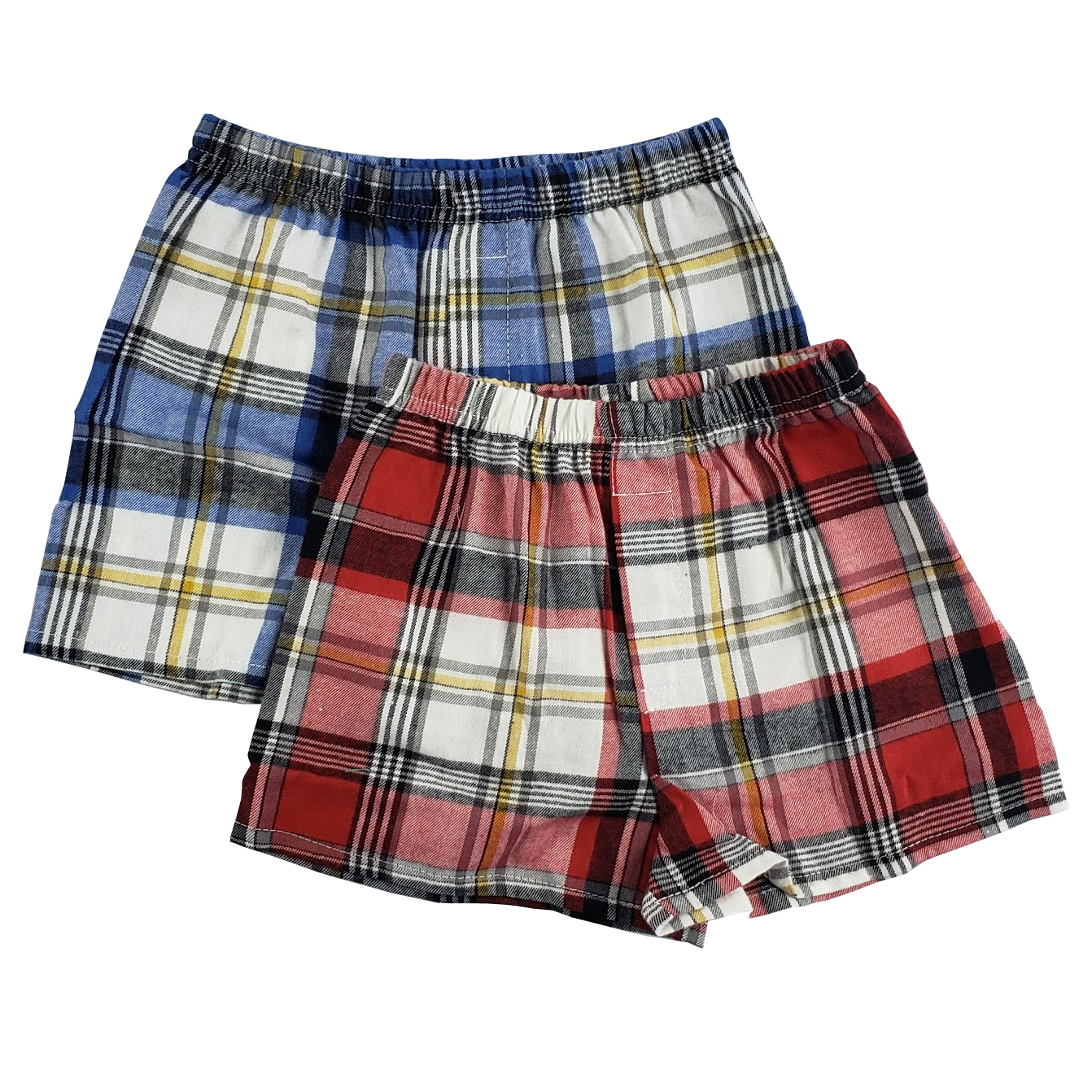 A pack of toddler boxer underwear featuring blue and red colors, designed for boys aged 0-4 years with a playful 'My First Fancy Boxers' print.