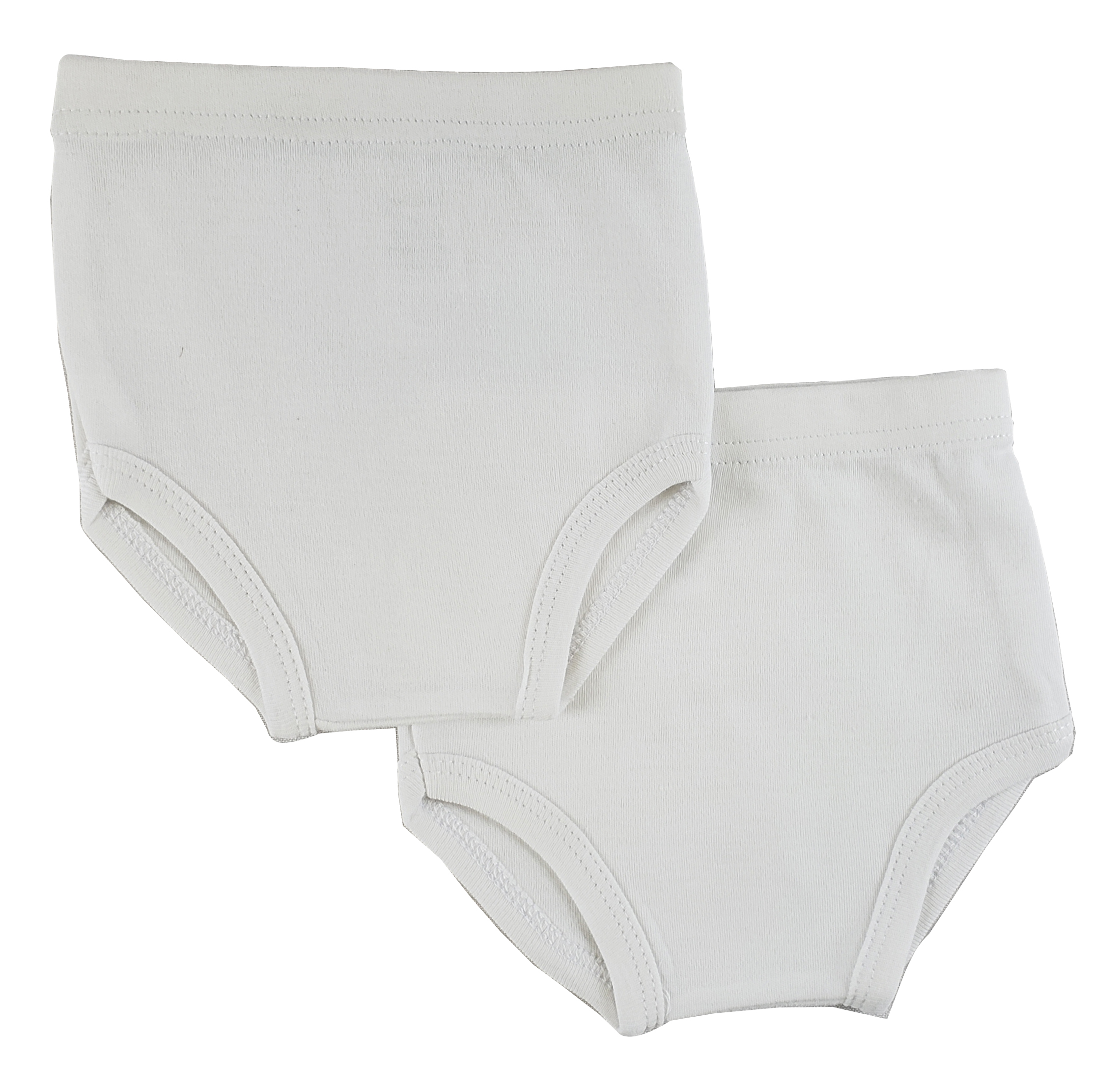 Two pairs of white cotton training pants for toddlers, designed for comfort and potty training.