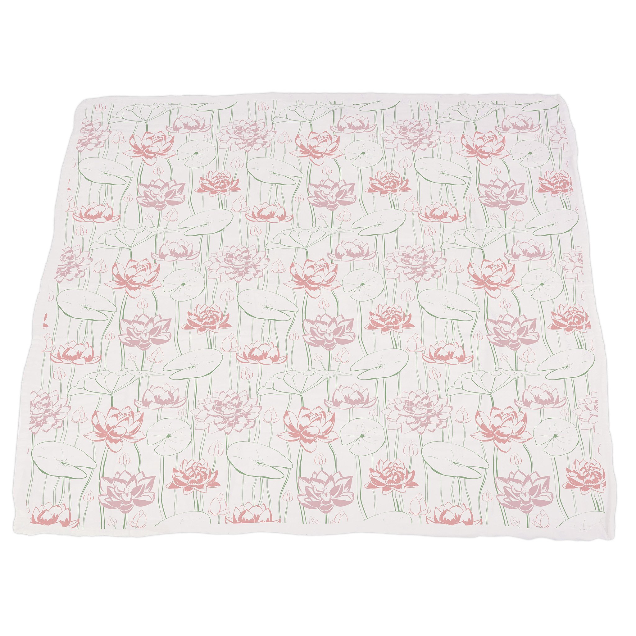 Turtles and Water Lily Bamboo Muslin Newcastle Blanket, featuring a playful design with turtles and water lilies, made from soft bamboo muslin.