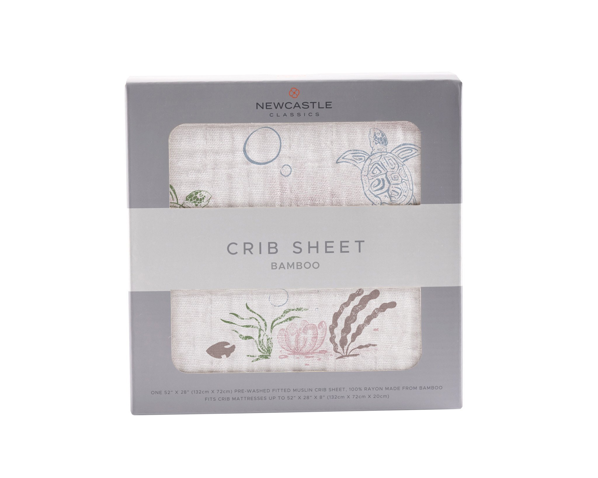 Turtles Bamboo Muslin Crib Sheet featuring soft, breathable fabric with a turtle pattern, designed for standard crib mattresses.