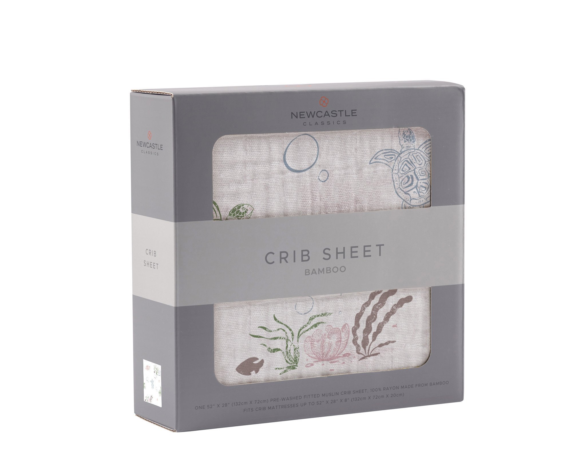 Turtles Bamboo Muslin Crib Sheet featuring soft, breathable fabric with a turtle pattern, designed for standard crib mattresses.