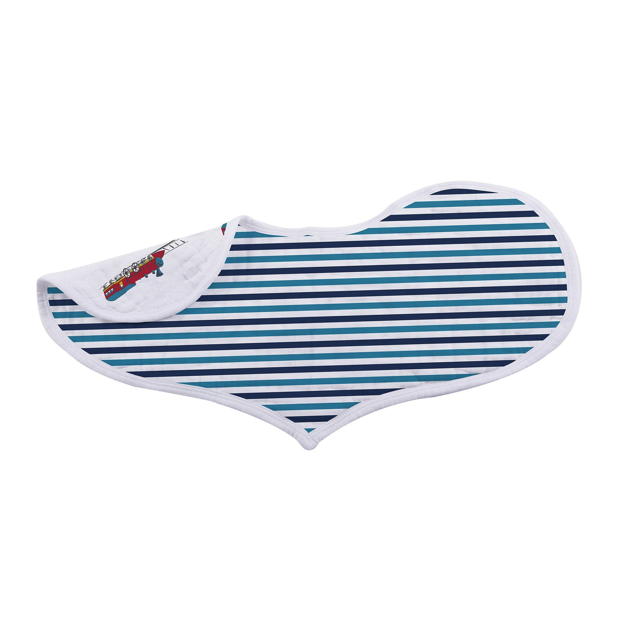 Two stylish bamboo heart bibs with snap closure, perfect for feeding and teething, showcasing soft and absorbent fabric.