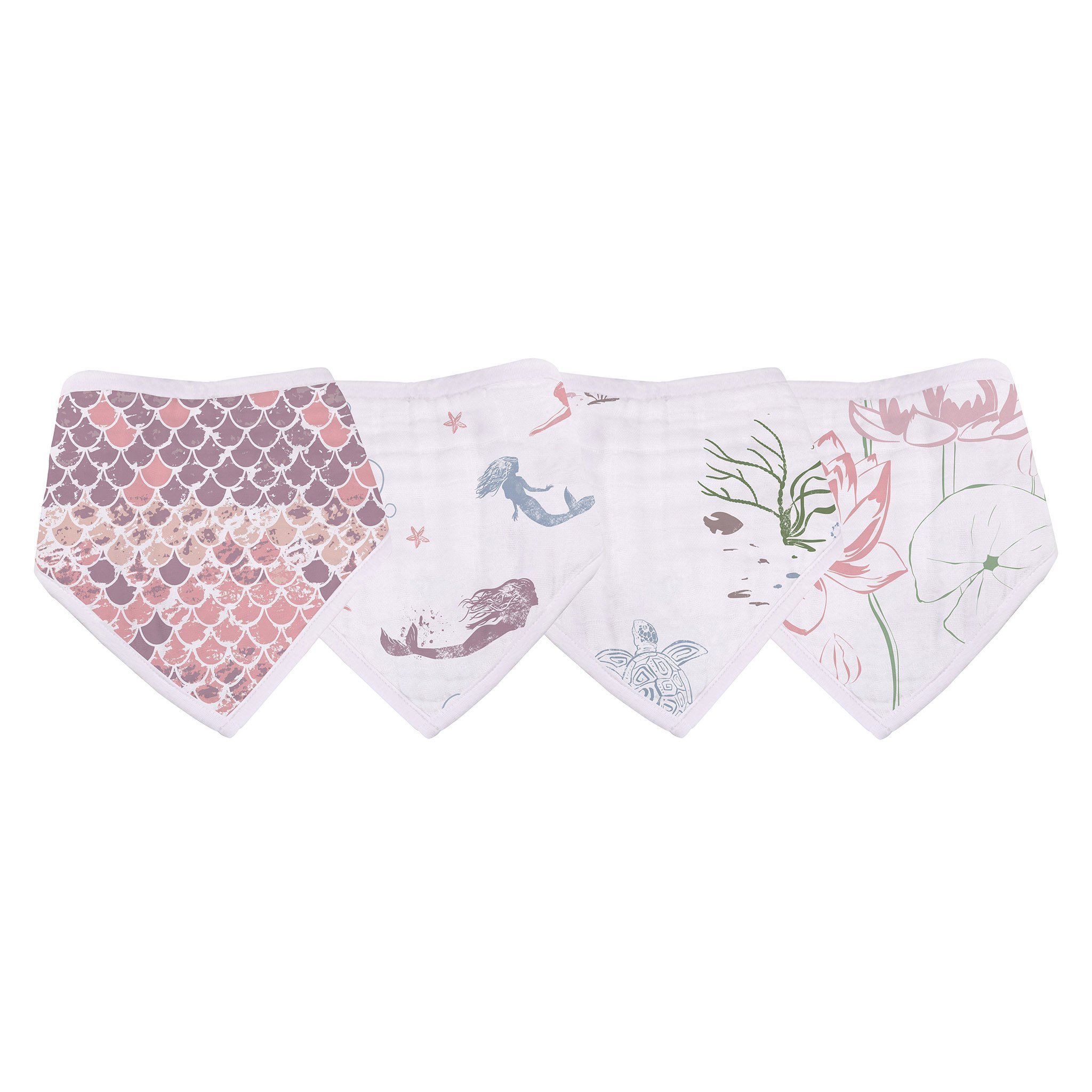 Set of four Under The Sea Bamboo Bandana Bibs featuring a stylish design and soft absorbent fabric, perfect for feeding and teething.