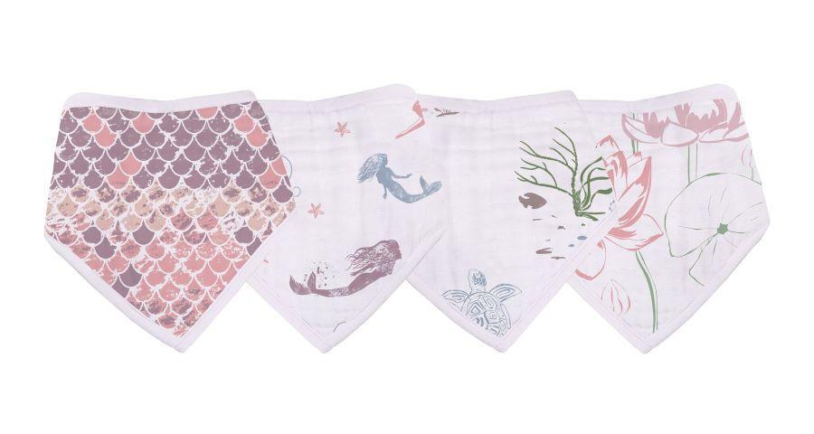 Set of four Under The Sea Bamboo Bandana Bibs featuring a stylish design and soft absorbent fabric, perfect for feeding and teething.