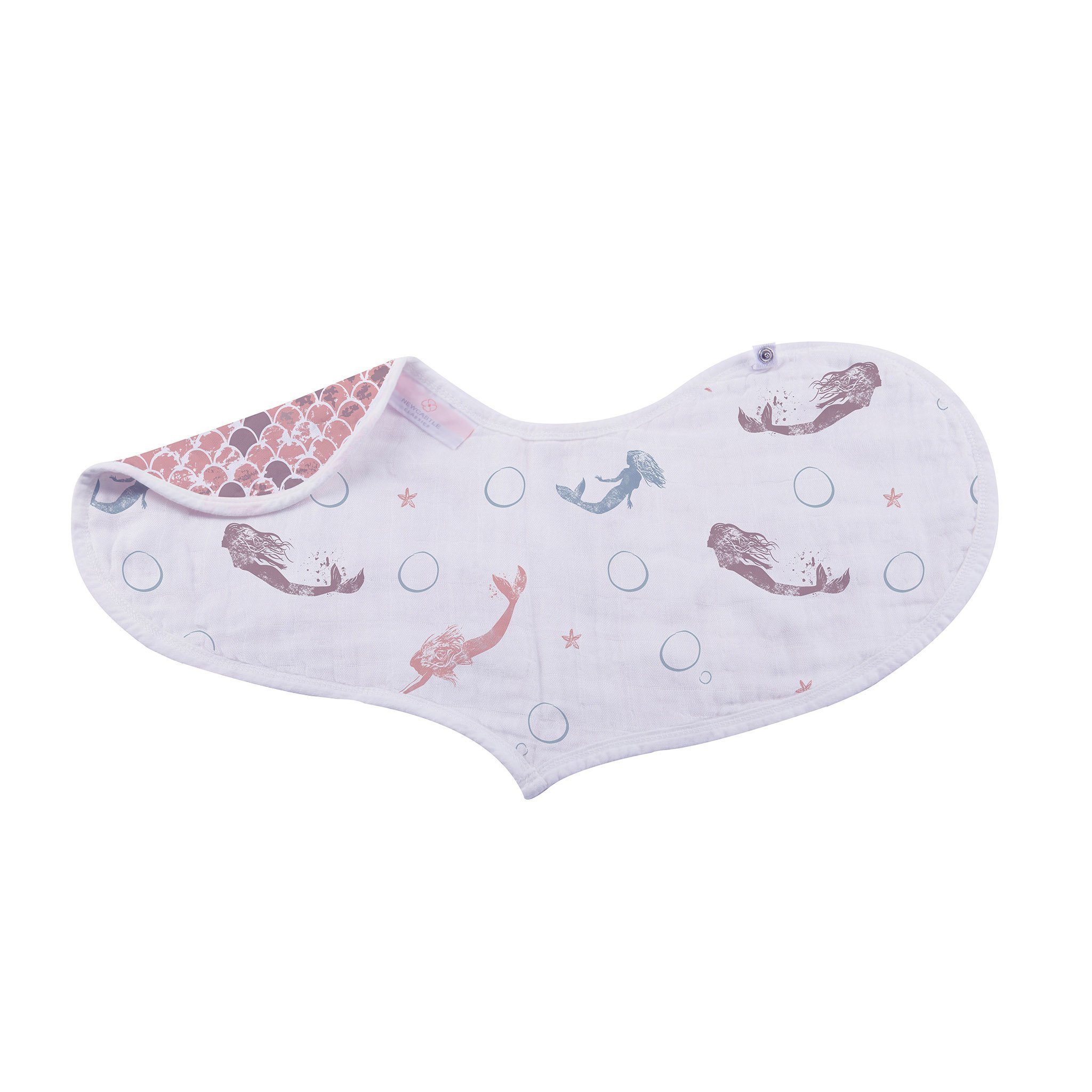 Under The Sea Bamboo Heart Bibs 2PK featuring soft bamboo fabric and snap closure, ideal for feeding and teething.