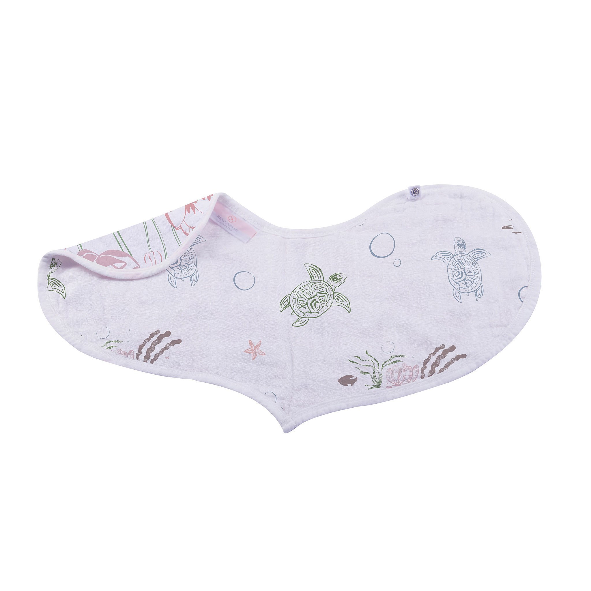 Under The Sea Bamboo Heart Bibs 2PK featuring soft bamboo fabric and snap closure, ideal for feeding and teething.