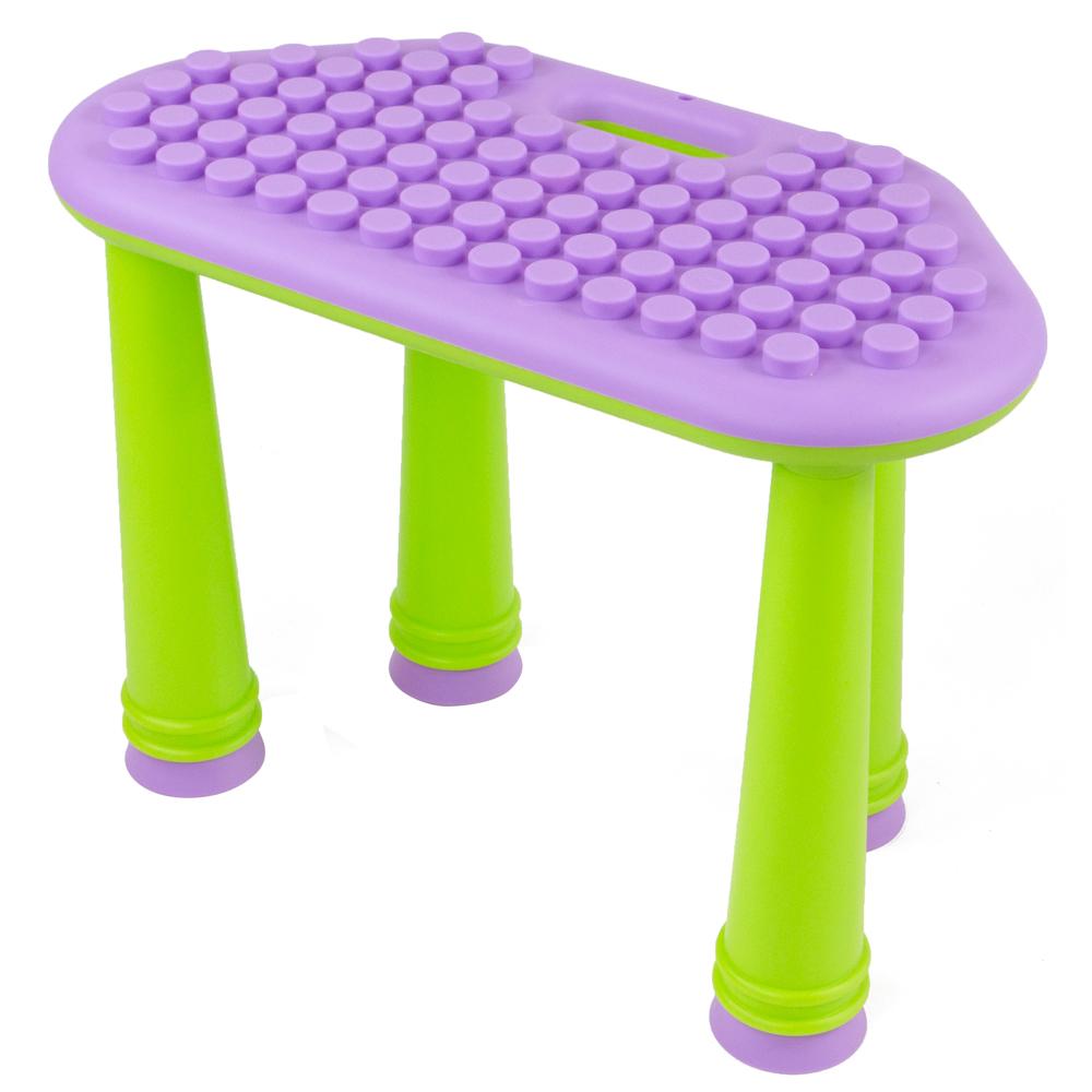 UNiPLAY Soft Building Blocks Table in UNiPetal Purple, featuring soft, rounded blocks designed for safe play and creativity.